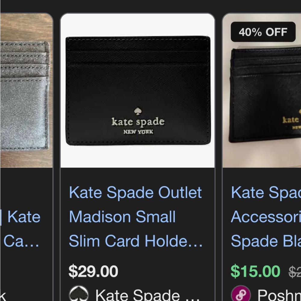 Kate Spade Black Textured Card Holder - Picture 6 of 6